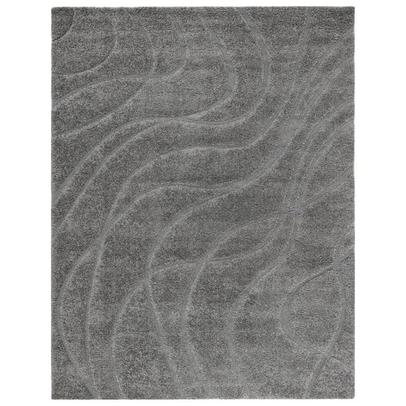 SAFAVIEH Florida Tamzen Abstract Shag Area Rug, Grey, 4' x 4' Square