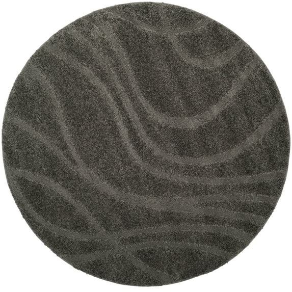 SAFAVIEH Florida Tamzen Abstract Shag Area Rug, Grey, 5' x 5' Round