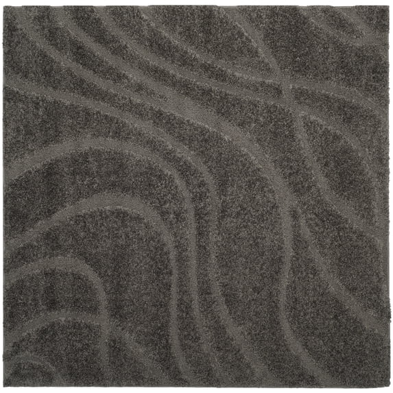 SAFAVIEH Florida Tamzen Abstract Shag Area Rug, Grey, 5' x 5' Square
