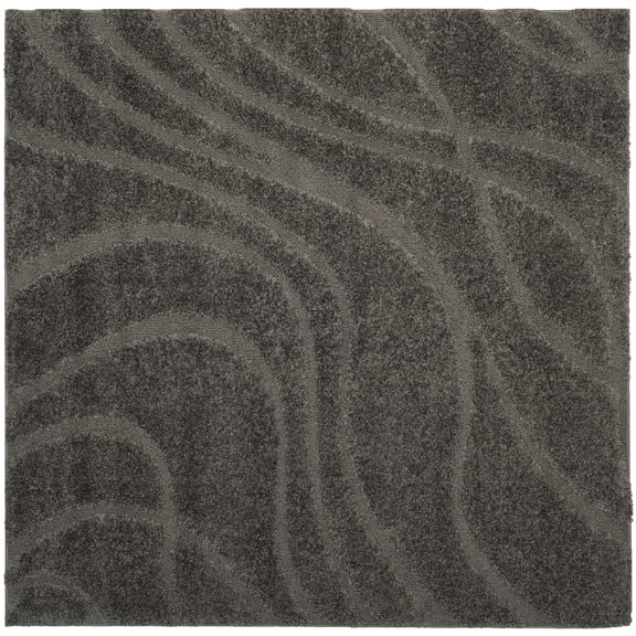 SAFAVIEH Florida Tamzen Abstract Shag Area Rug, Grey, 5' x 5' Square