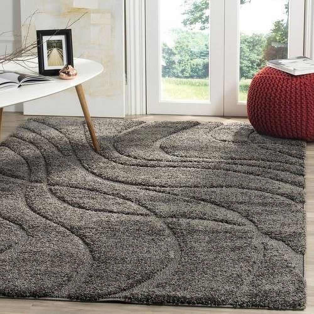 Gray 8' x 10' Handmade Tufted Abstract Shag Rug