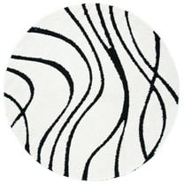 SAFAVIEH Florida Tamzen Abstract Shag Area Rug, Ivory/Black, 3' x 3' Round
