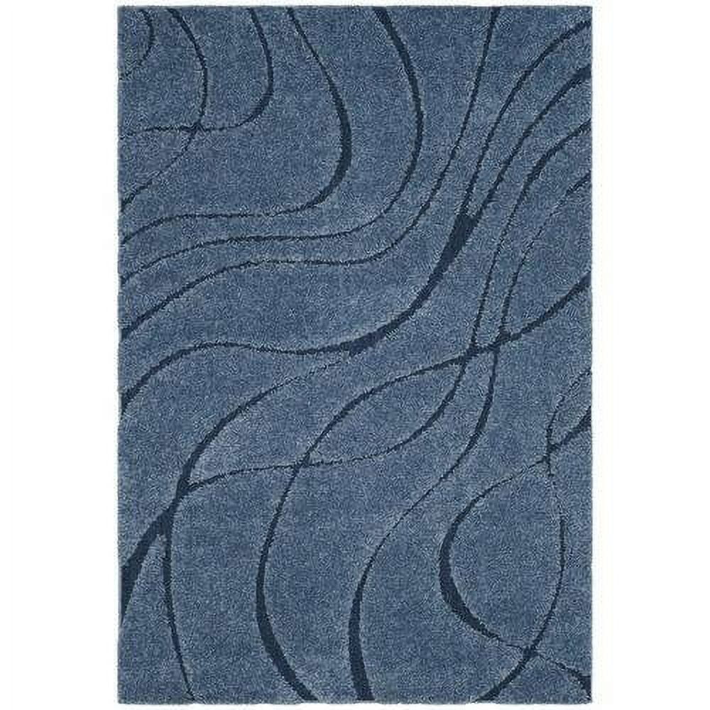 Light Blue Abstract Shag Synthetic Area Rug