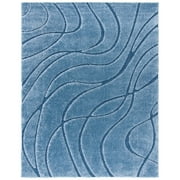 SAFAVIEH Florida Tamzen Abstract Shag Area Rug, Light Blue/Blue, 8' x 10'