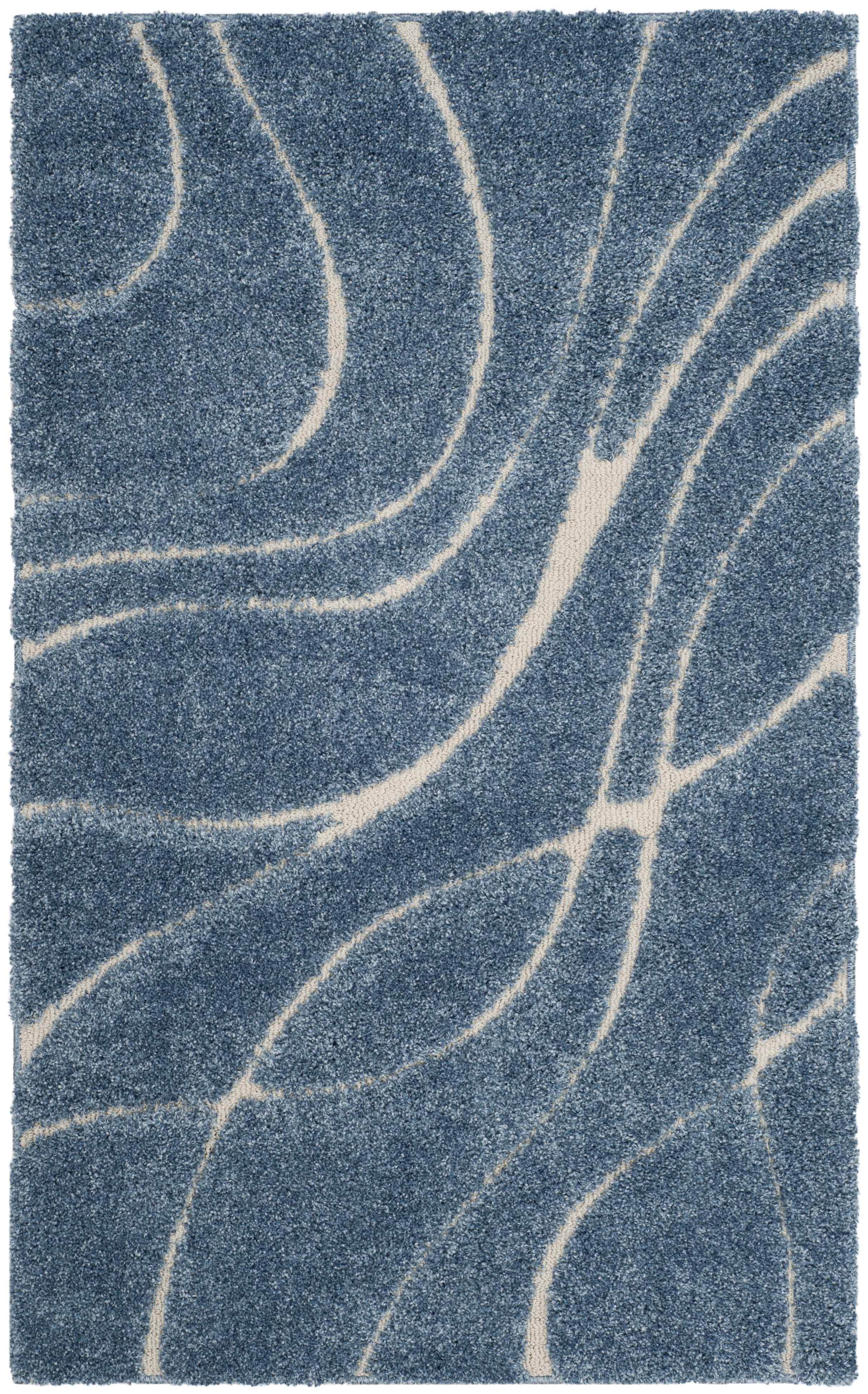 SAFAVIEH Florida Tamzen Abstract Shag Area Rug, Light Blue/Cream, 2' x 3'