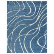 SAFAVIEH Florida Tamzen Abstract Shag Area Rug, Light Blue/Cream, 8'6" x 12'