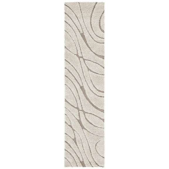 SAFAVIEH Florida Tamzen Abstract Shag Runner Rug, Cream/Beige, 2'3" x 15'