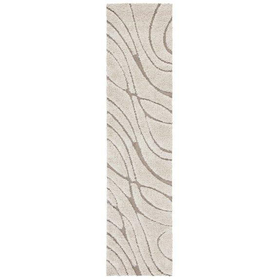 SAFAVIEH Florida Tamzen Abstract Shag Runner Rug, Cream/Beige, 2'3" x 21'