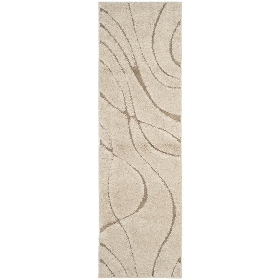 SAFAVIEH Florida Tamzen Abstract Shag Runner Rug, Cream/Beige, 2'3" x 9'
