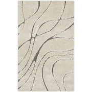 SAFAVIEH Florida Tamzen Abstract Shag Runner Rug, Cream/Grey, 2'3" x 5'