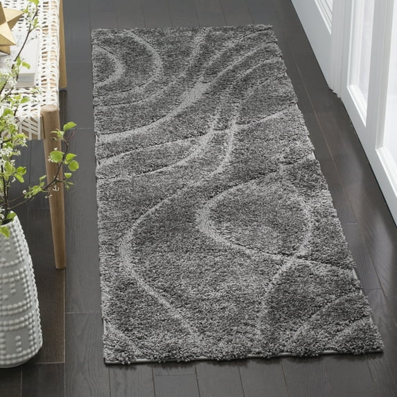 SAFAVIEH Florida Tamzen Abstract Shag Runner Rug, Grey, 2'3" x 9'