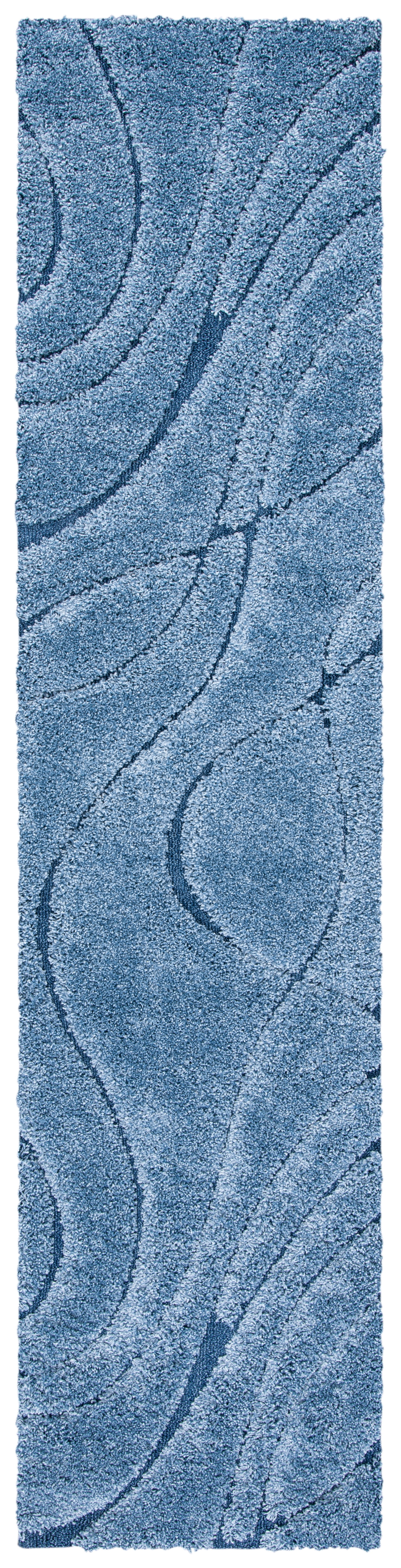 SAFAVIEH Florida Tamzen Abstract Shag Runner Rug, Light Blue/Blue, 2'3" x 19'