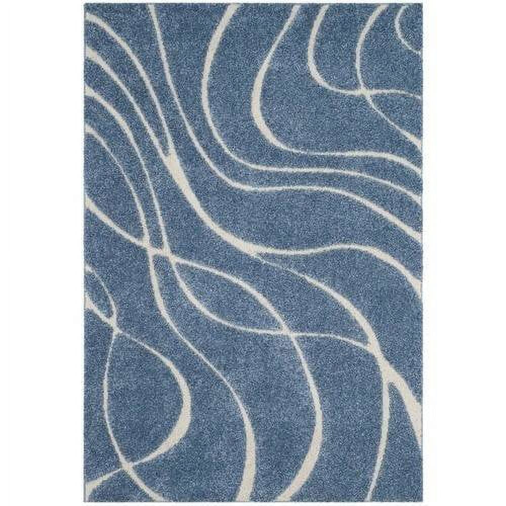 SAFAVIEH Florida Tamzen Abstract Shag Runner Rug, Light Blue/Cream, 2'3" x 7'