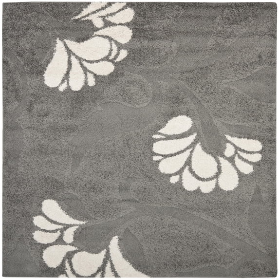SAFAVIEH Florida Teodor Geometric Shag Area Rug, Grey/Beige, 6'7" x 6'7" Square
