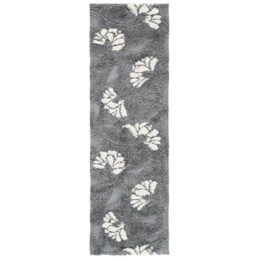 SAFAVIEH Florida Teodor Floral Shag Area Rug, Grey/Beige, 6' x 9'
