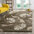 thumbnail image 1 of SAFAVIEH Florida Teodor Floral Shag Area Rug, Smoke/Beige, 4' x 4' Square, 1 of 6