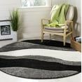 thumbnail image 1 of SAFAVIEH Florida Tyler Geometric Waves Shag Area Rug, Grey/Black, 6'7" x 6'7" Round, 1 of 6