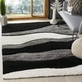 thumbnail image 1 of SAFAVIEH Florida Tyler Geometric Waves Shag Area Rug, Ivory/Grey, 8' x 10', 1 of 5