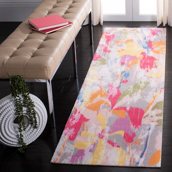 Safavieh Florist Raphael Abstract Polyester Runner Rug, Pink/Gray, 2'3" x 8'