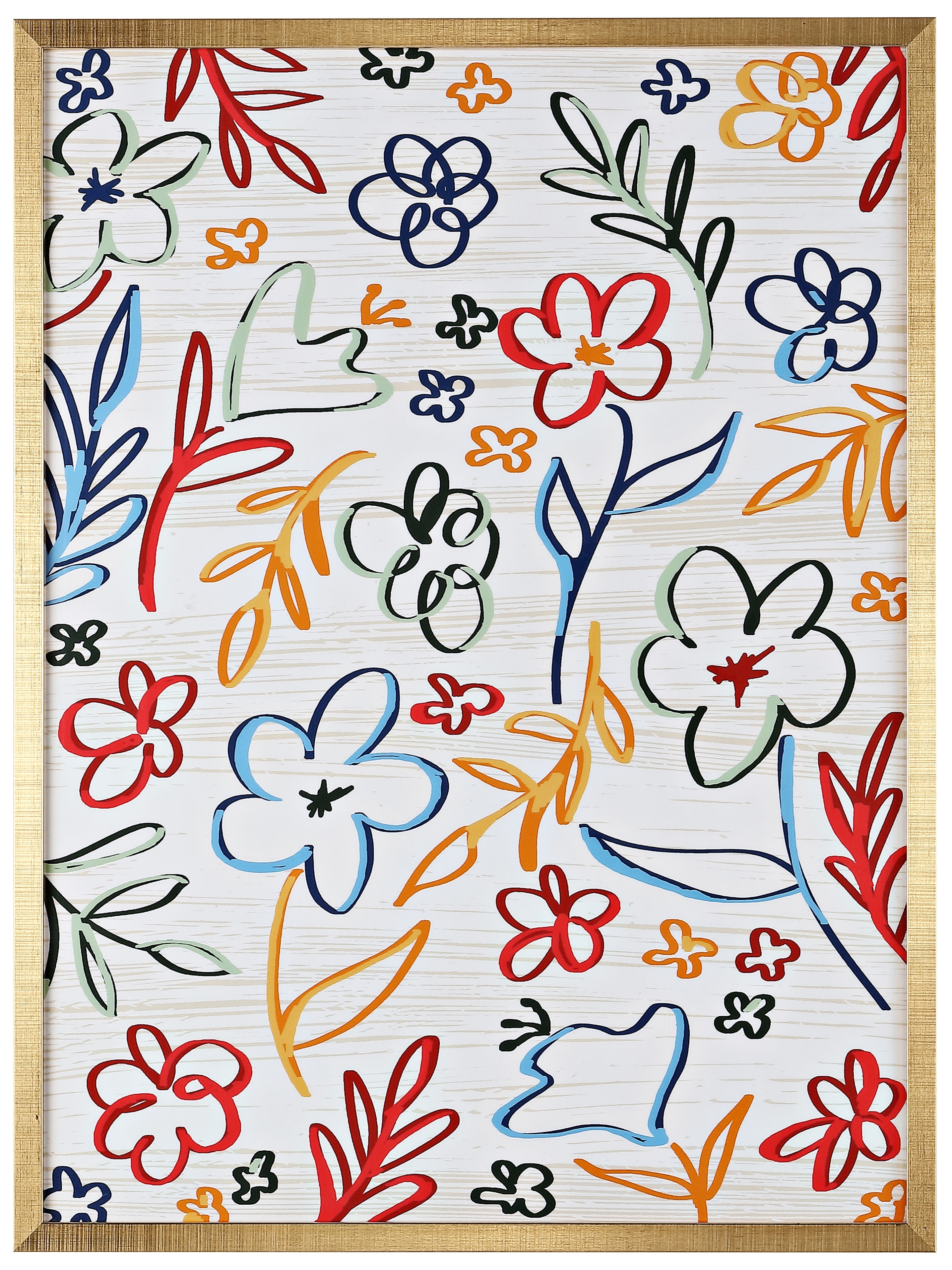 Colorful Abstract Floral Mixed Media Canvas Wall Art, 18" x 24"