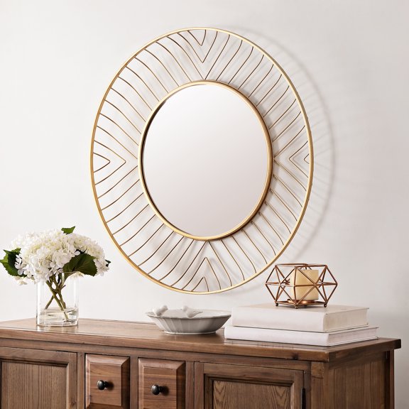 SAFAVIEH Fonna 30 in. Dia. Round Geometric Mirror, Gold