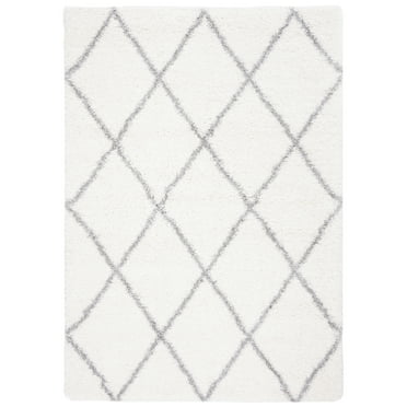 SAFAVIEH Fontana Catrina Geometric Shag Area Rug, Cream/Grey, 6'7" x 9'