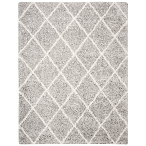 SAFAVIEH Fontana Catrina Geometric Shag Area Rug, Grey/Cream, 10' x 14'