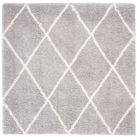 SAFAVIEH Fontana Catrina Geometric Shag Area Rug, Grey/Cream, 3' x 3' Square