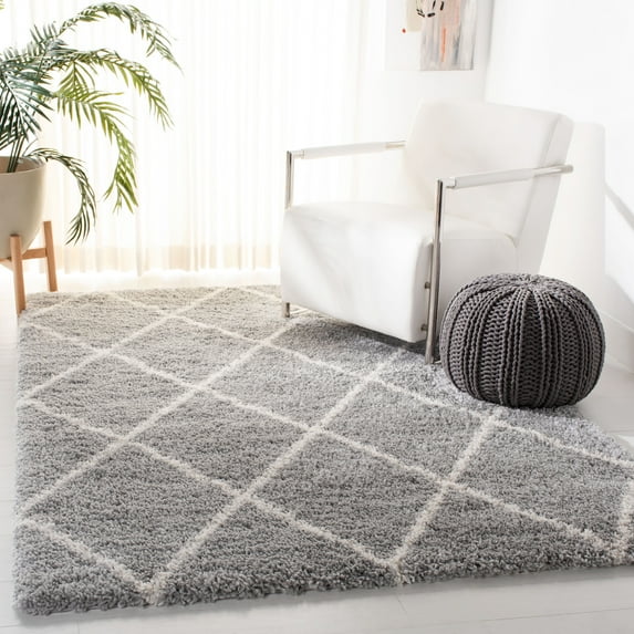 SAFAVIEH Fontana Catrina Geometric Shag Area Rug, Grey/Cream, 9' x 12'