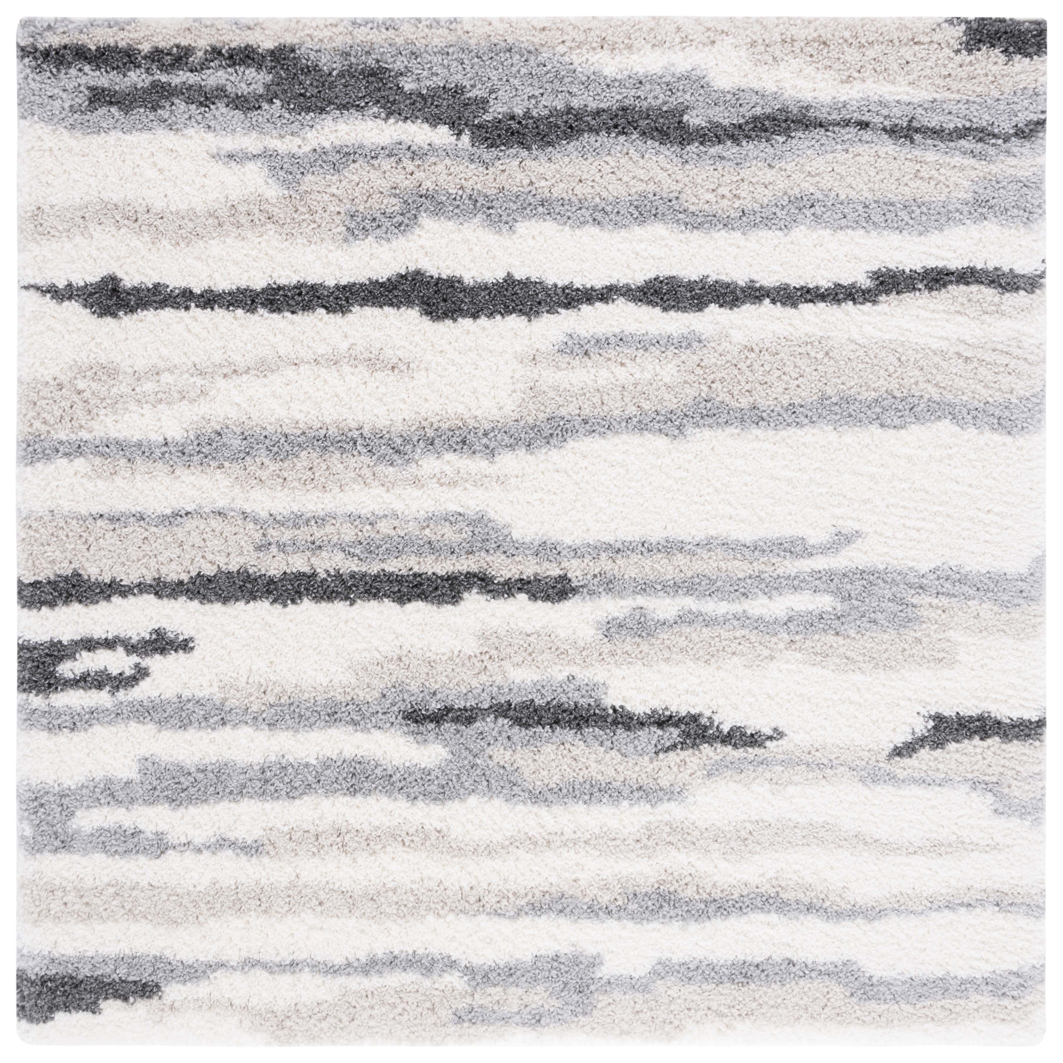 Ivory Bliss Square Shag 4' x 4' Synthetic Easy-Care Rug