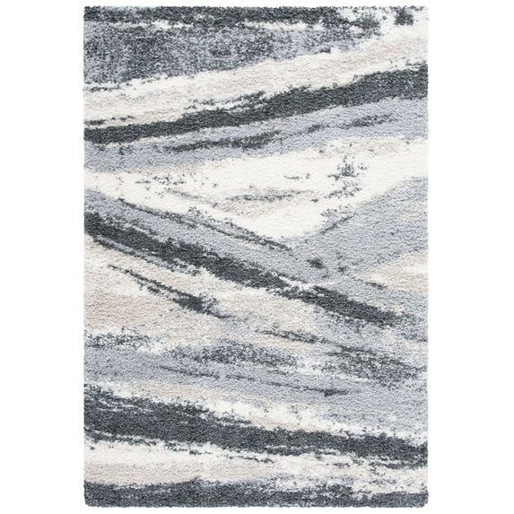 SAFAVIEH Fontana Dania Zig-Zag Shag Area Rug, Grey/Charcoal, 4' x 6'