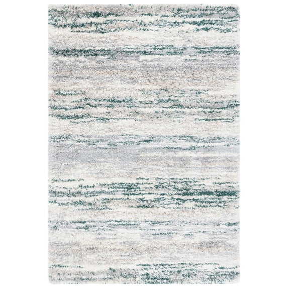 SAFAVIEH Fontana Danica Abstract Shag Area Rug, Ivory/Green, 4' x 6'