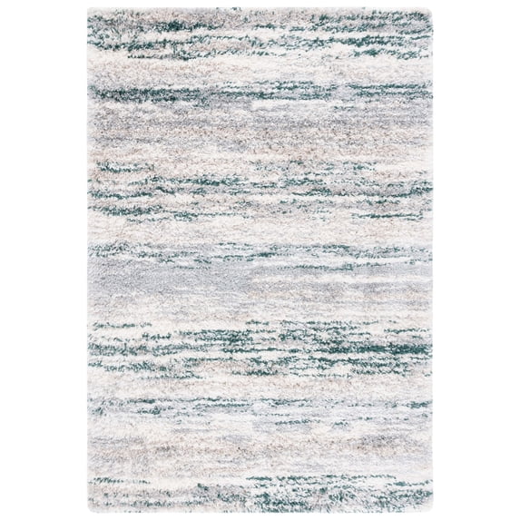SAFAVIEH Fontana Danica Abstract Shag Area Rug, Ivory/Green, 5'3" x 7'6"