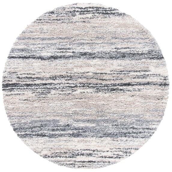 SAFAVIEH Fontana Danica Abstract Shag Area Rug, Ivory/Grey, 3' x 3' Round