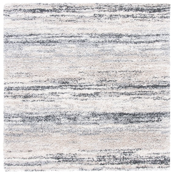 SAFAVIEH Fontana Danica Abstract Shag Area Rug, Ivory/Grey, 3' x 3' Square