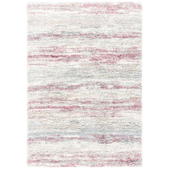 SAFAVIEH Fontana Danica Abstract Shag Area Rug, Ivory/Pink, 3' x 5'