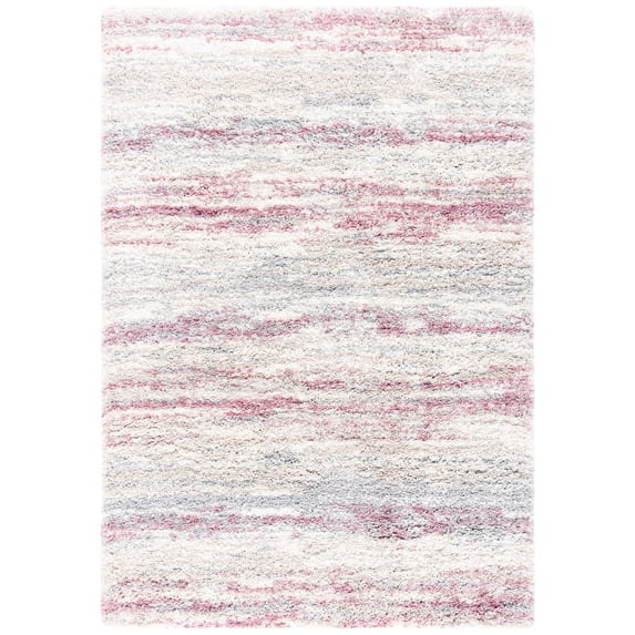 SAFAVIEH Fontana Danica Abstract Shag Area Rug, Ivory/Pink, 8' x 10'