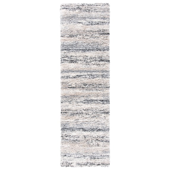 SAFAVIEH Fontana Danica Abstract Shag Runner Rug, Ivory/Grey, 2'3" x 8'