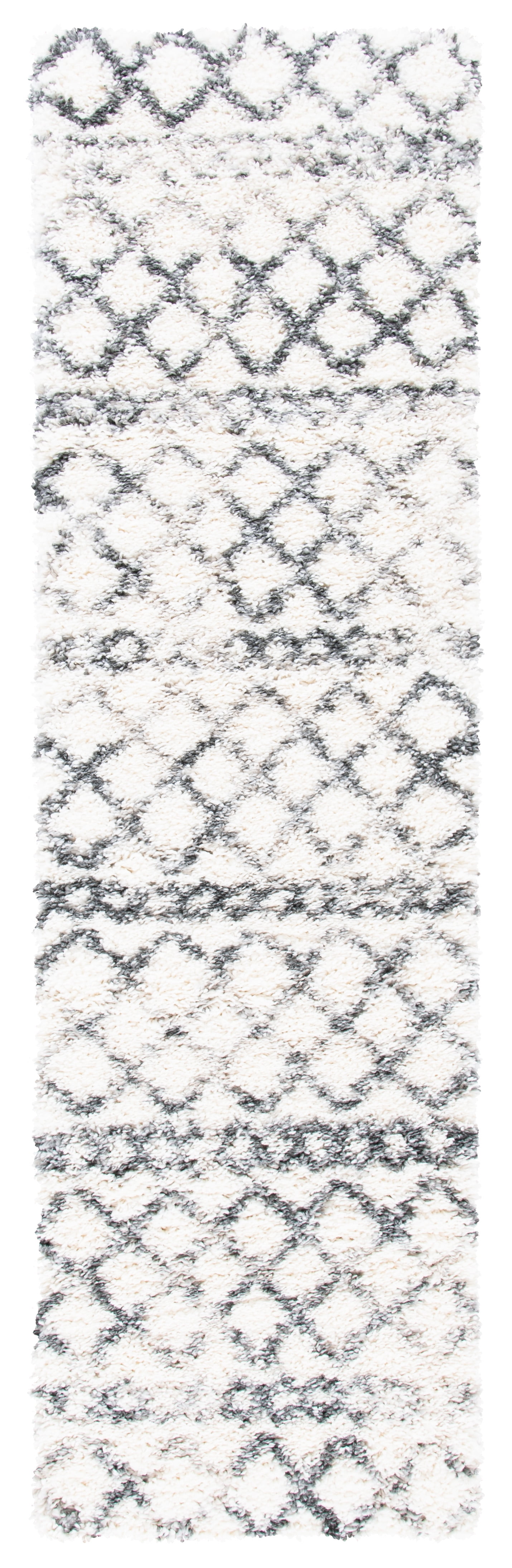 Fontana Gray and Ivory Shag Runner Rug 2'3" x 6'