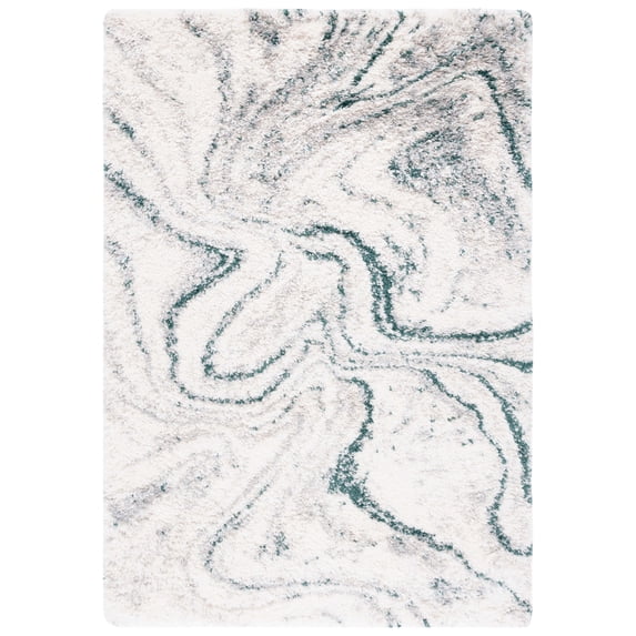 SAFAVIEH Fontana Danita Modern Shag Area Rug, Ivory/Green, 9' x 12'