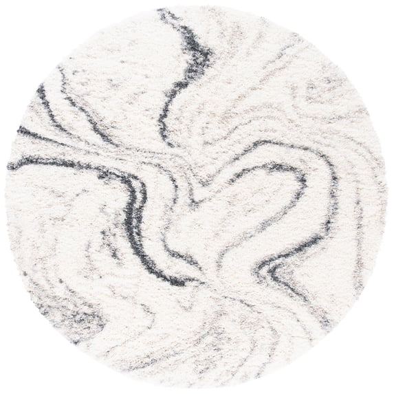 SAFAVIEH Fontana Danita Modern Shag Area Rug, Ivory/Grey, 10' x 10' Round