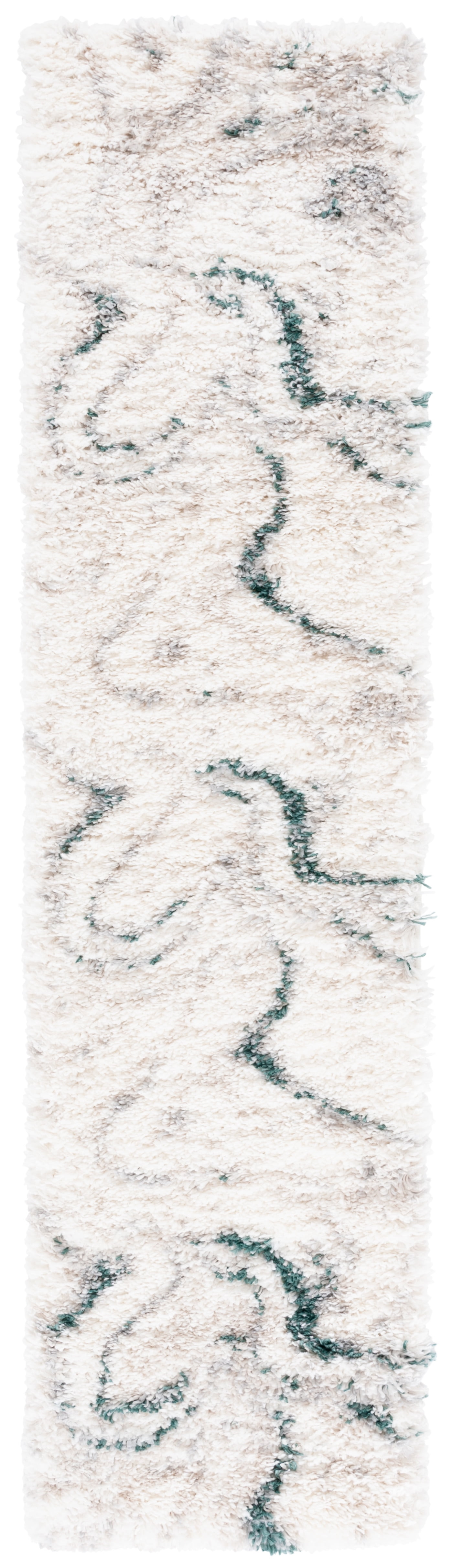SAFAVIEH Fontana Danita Modern Shag Runner Rug, Ivory/Green, 2'3" x 8'