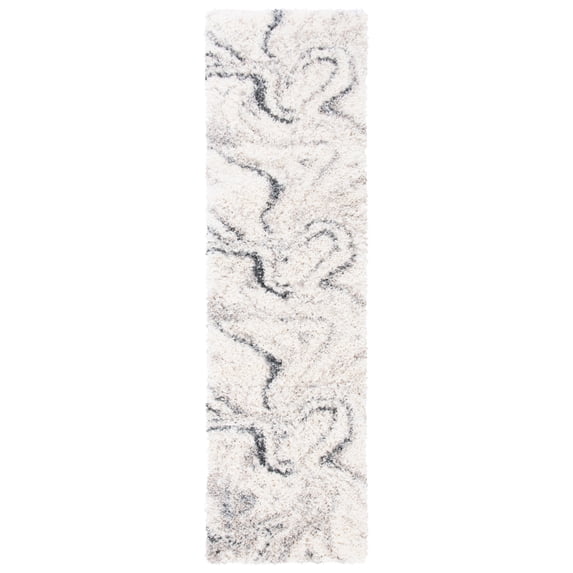 SAFAVIEH Fontana Danita Modern Shag Runner Rug, Ivory/Grey, 2'3" x 20'