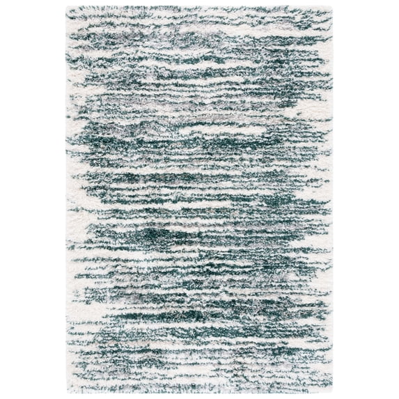 SAFAVIEH Fontana Danny Abstract Shag Area Rug, Green/Ivory, 8' x 10'