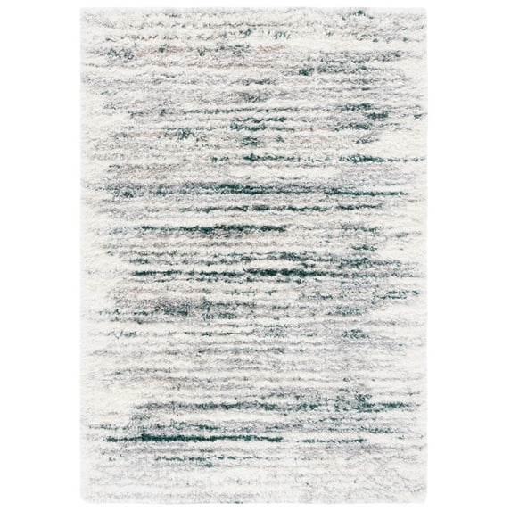 SAFAVIEH Fontana Danny Abstract Shag Area Rug, Ivory/Green, 5'3" x 7'6"
