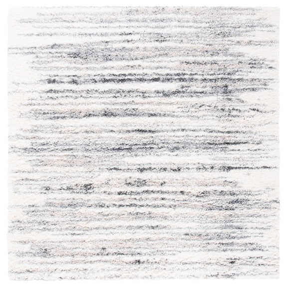 SAFAVIEH Fontana Danny Abstract Shag Area Rug, Ivory/Grey, 10' x 10' Square