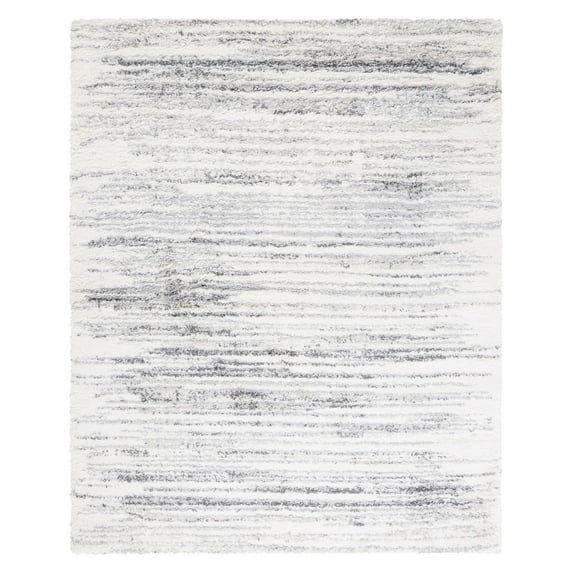 SAFAVIEH Fontana Danny Abstract Shag Area Rug, Ivory/Grey, 8' x 10'