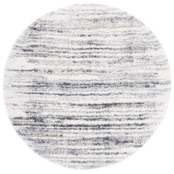 SAFAVIEH Fontana Danny Abstract Shag Area Rug, Ivory/Grey, 8' x 8' Round