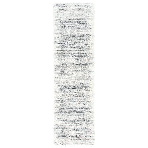 SAFAVIEH Fontana Danny Abstract Shag Runner Rug, Ivory/Grey, 2'3" x 12'