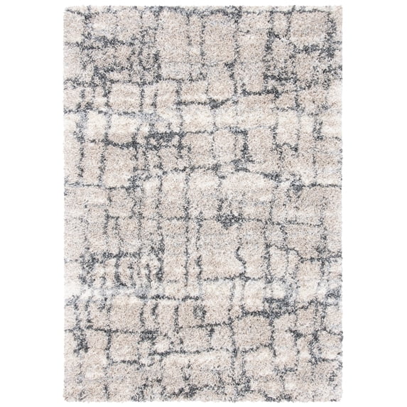 SAFAVIEH Fontana Daphne Block Shag Area Rug, Ivory/Grey, 11' x 15'